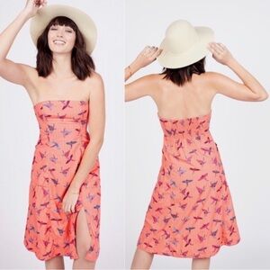 Free People FP Sunshine Of Your Love Strapless Parrot Bird Dress Womens Small 6